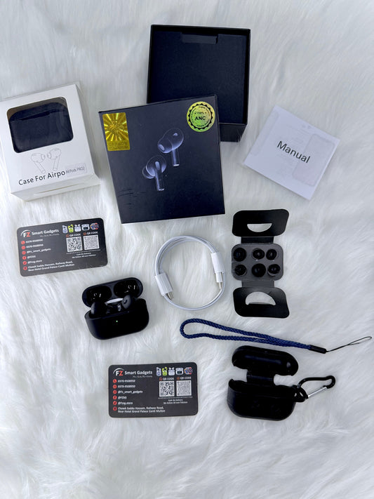 AirPods Pro 2nd Gen – Black Edition with Free Cover and Lanyard