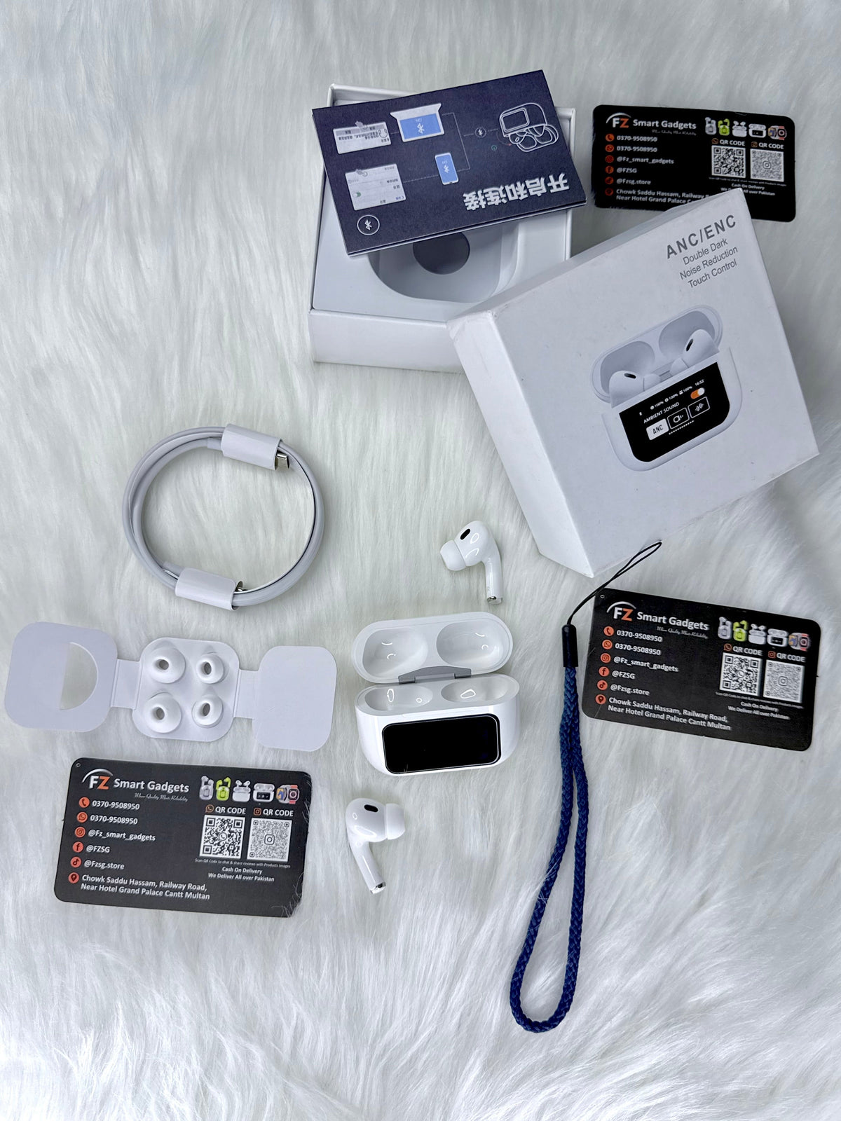 A9 Pro AirPods – Touch Display with ENC/ANC and Free Lanyard