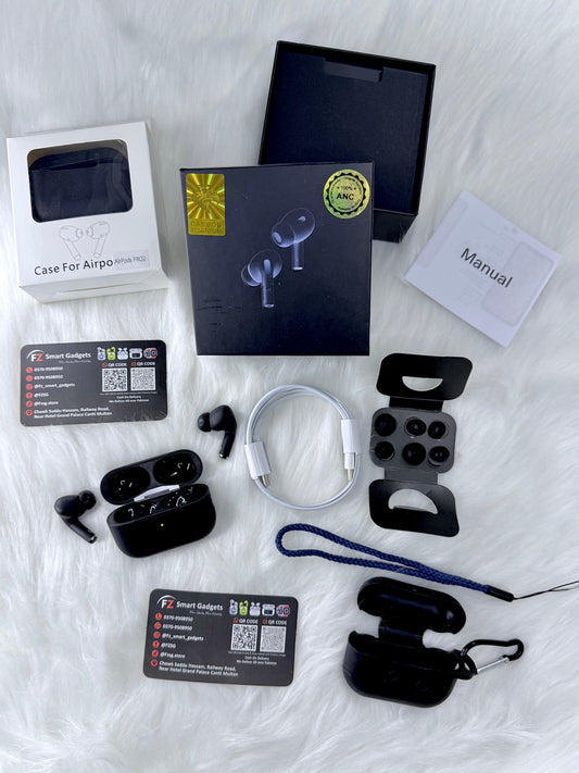 AirPods Pro 2nd Gen – Black Edition with Free Cover and Lanyard